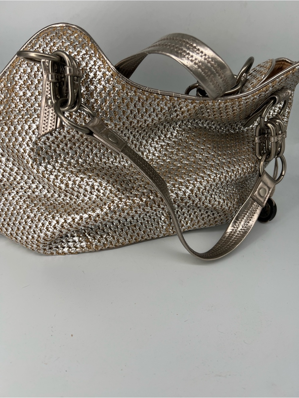 The Sak Metallic Woven Shoulder Bag - Gold and silver